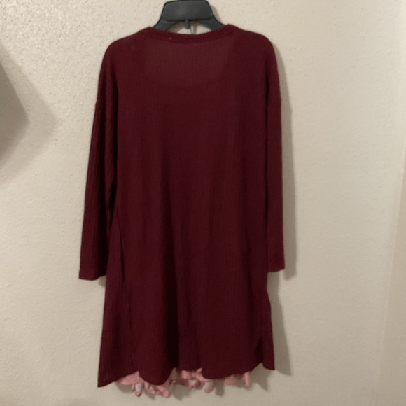 Beautees Pink and Burgundy Big Girls Printed Knit Dress and Cardigan Size 16 NWT - Picture 2 of 5